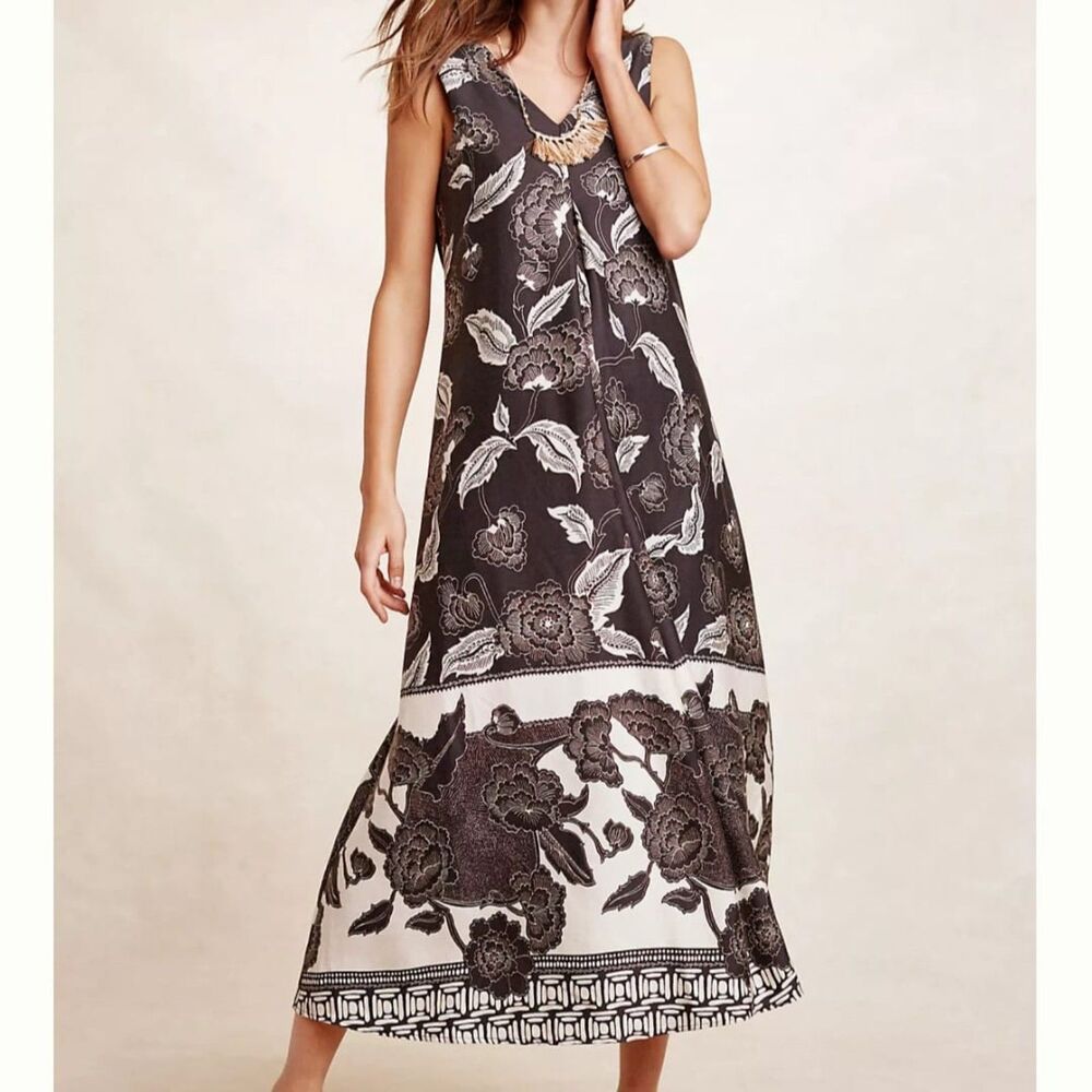 Anthropologie Floreat Soha Maxi Linen Blend Dress Oversized XS